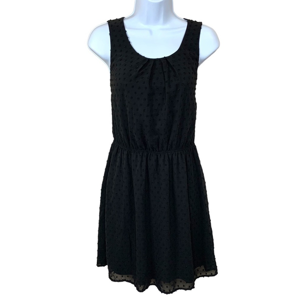 Size 4 Elle Black Textured Sleeveless Event Party Cocktail Dress Lined Small
